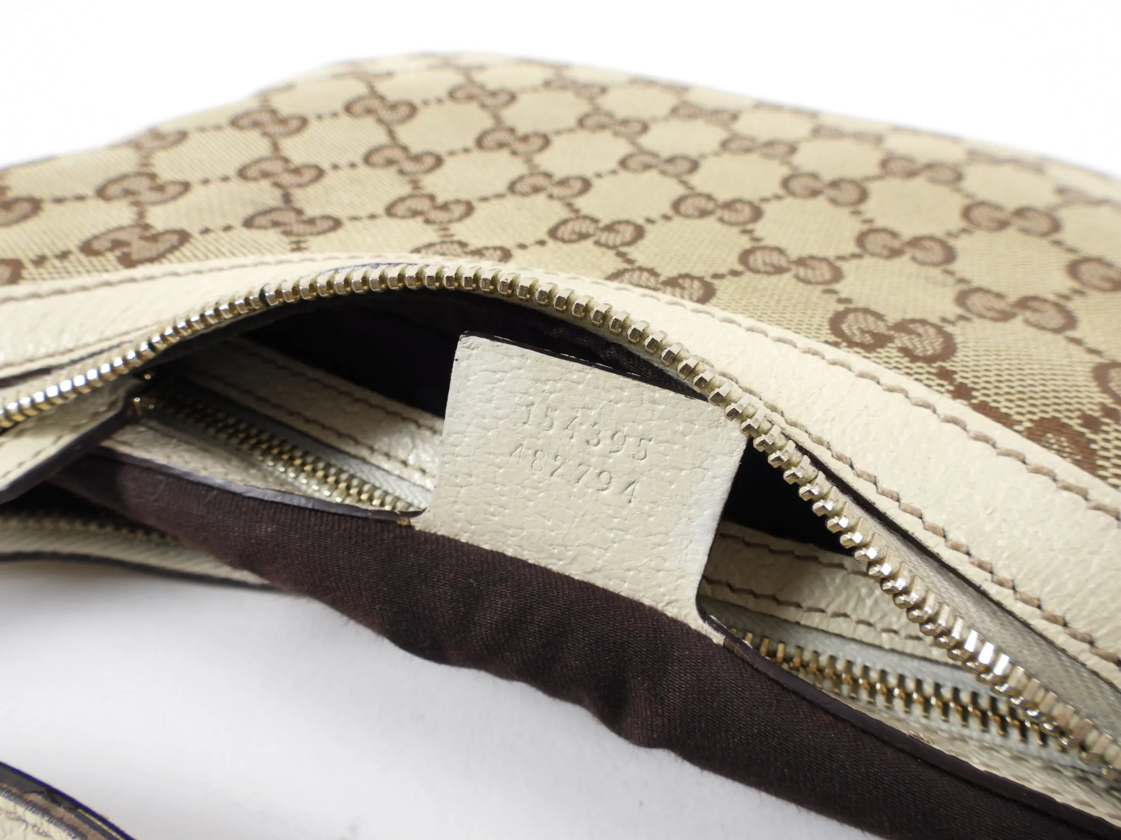 Gucci Ivory Small Monogram Canvas Hobo Bag
