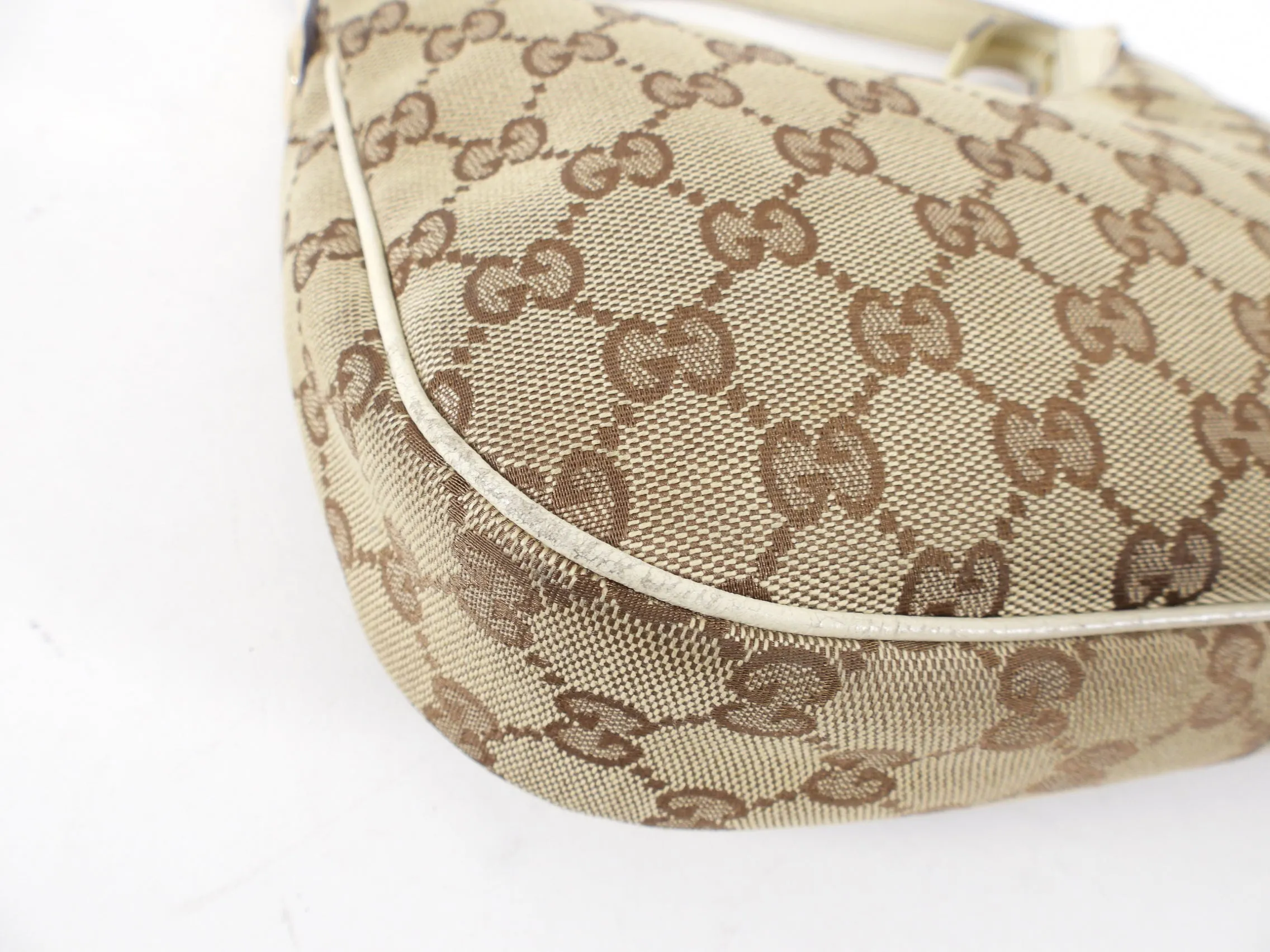 Gucci Ivory Small Monogram Canvas Hobo Bag