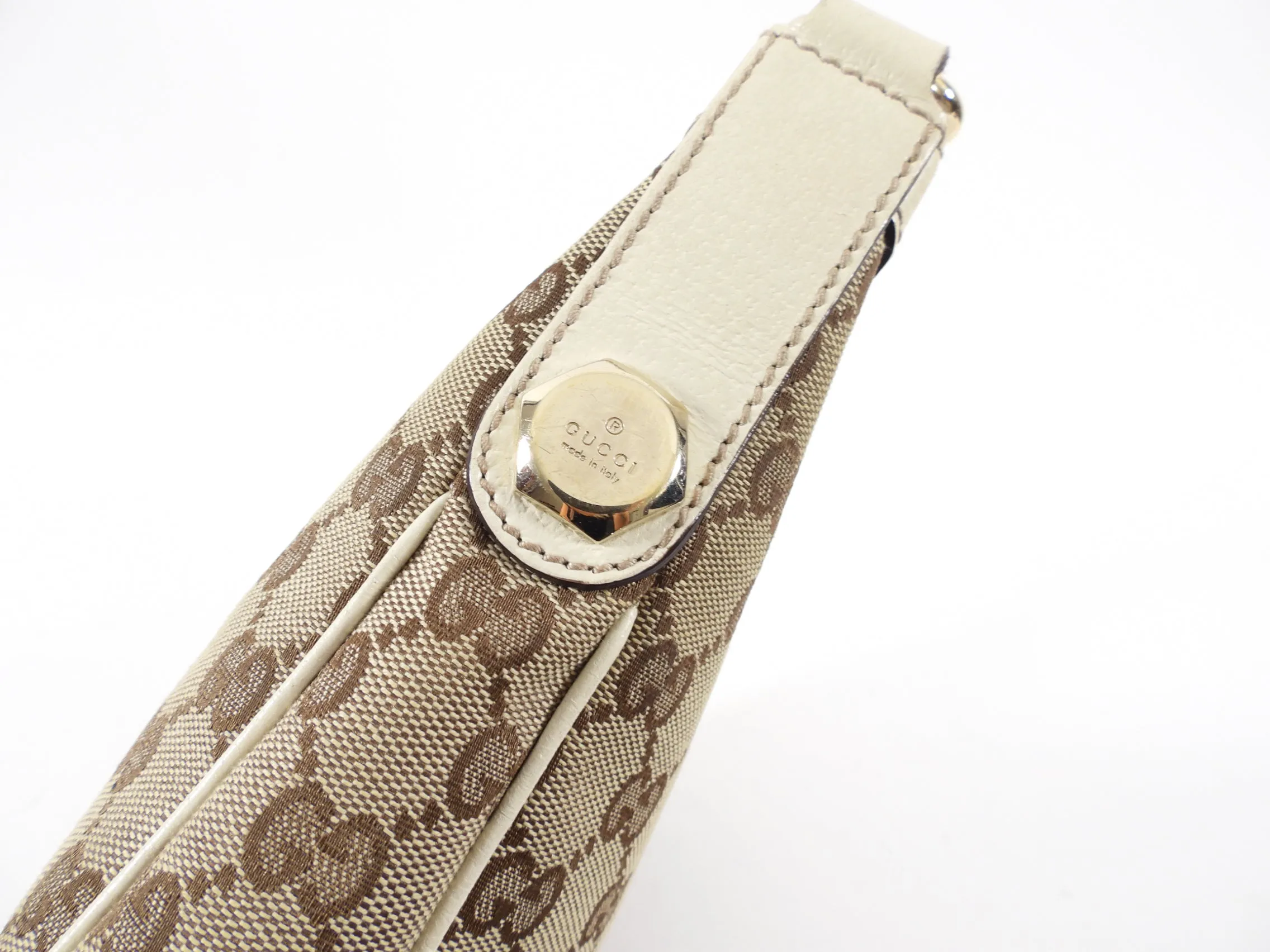 Gucci Ivory Small Monogram Canvas Hobo Bag