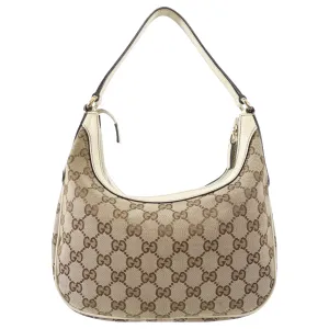 Gucci Ivory Small Monogram Canvas Hobo Bag