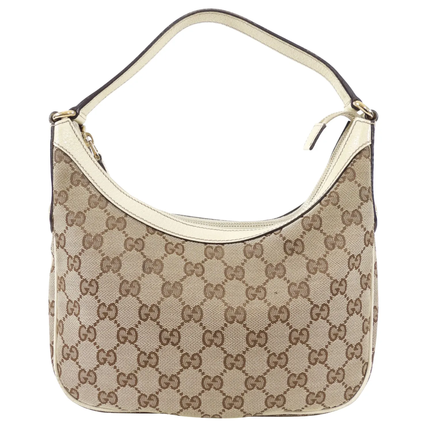 Gucci Ivory Small Monogram Canvas Hobo Bag