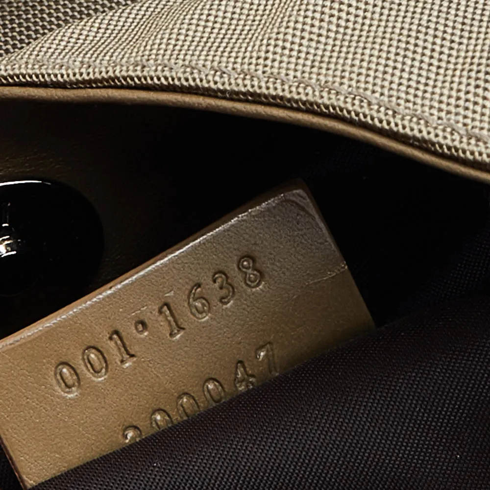 Gucci Khaki Nylon and Leather Bamboo Handle Hobo