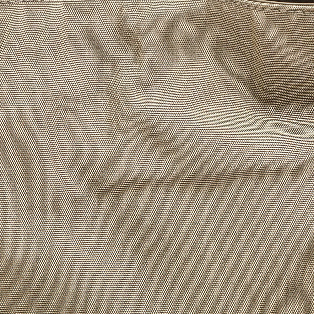 Gucci Khaki Nylon and Leather Bamboo Handle Hobo