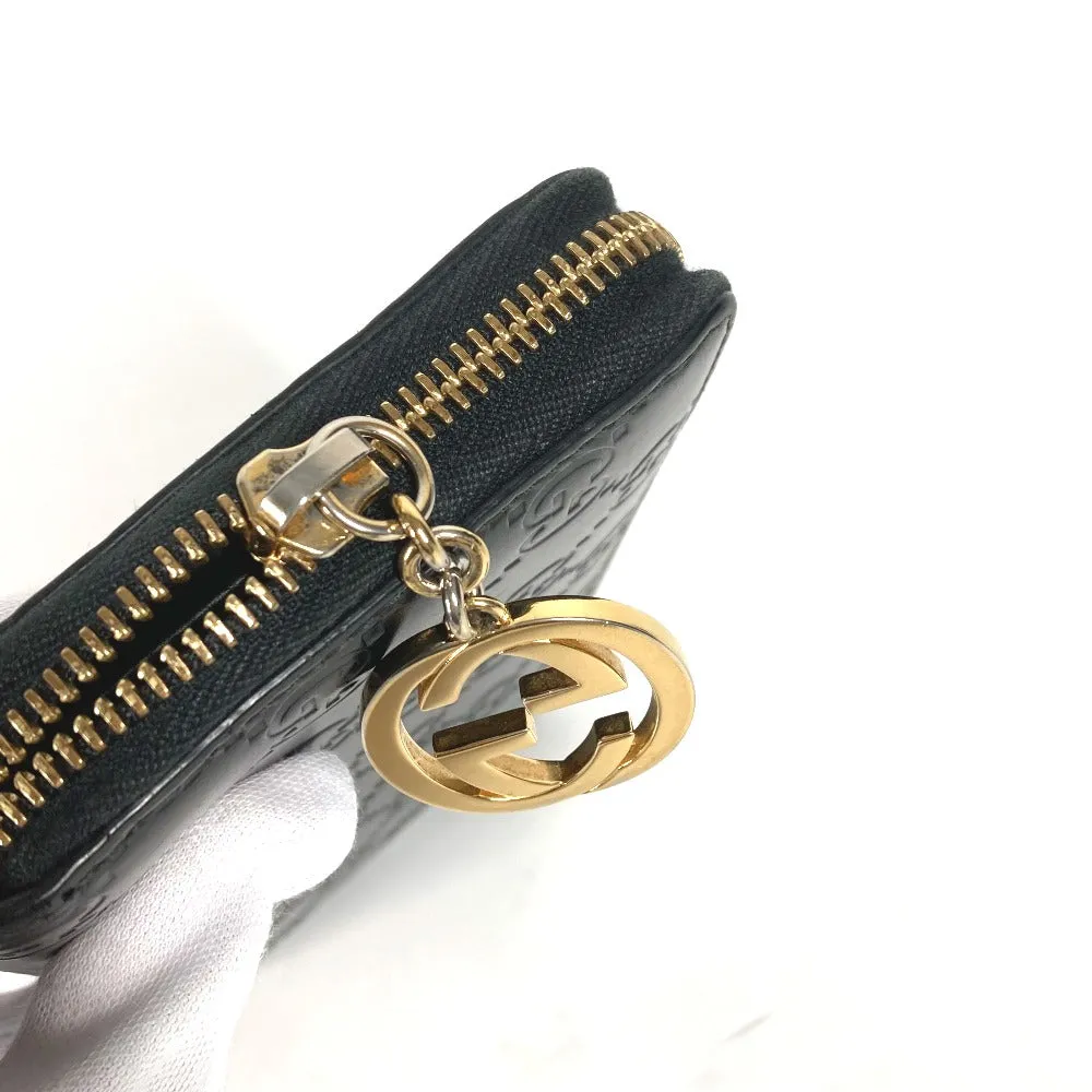 GUCCI Long Wallet Purse 409342 Sima leather black Guccisima GG Interlocking G mens Used