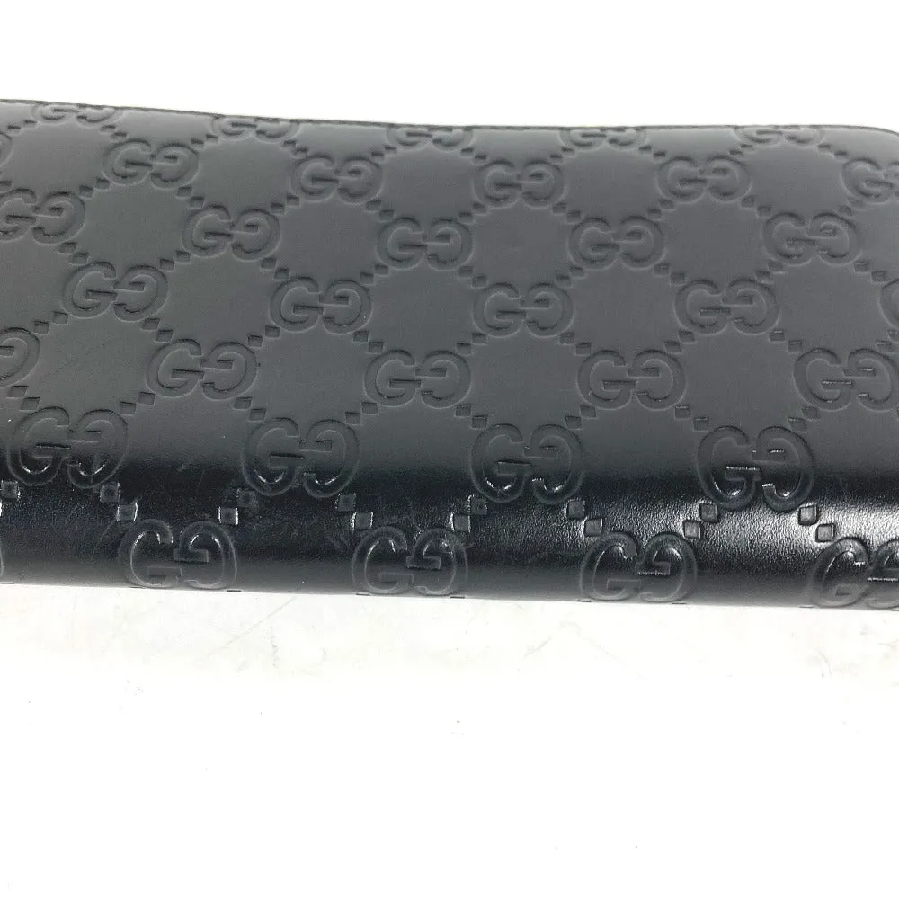 GUCCI Long Wallet Purse 409342 Sima leather black Guccisima GG Interlocking G mens Used