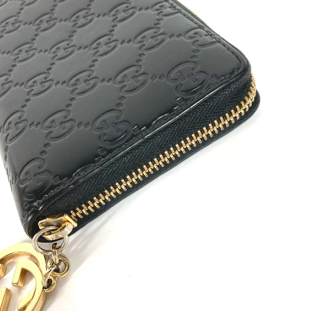 GUCCI Long Wallet Purse 409342 Sima leather black Guccisima GG Interlocking G mens Used