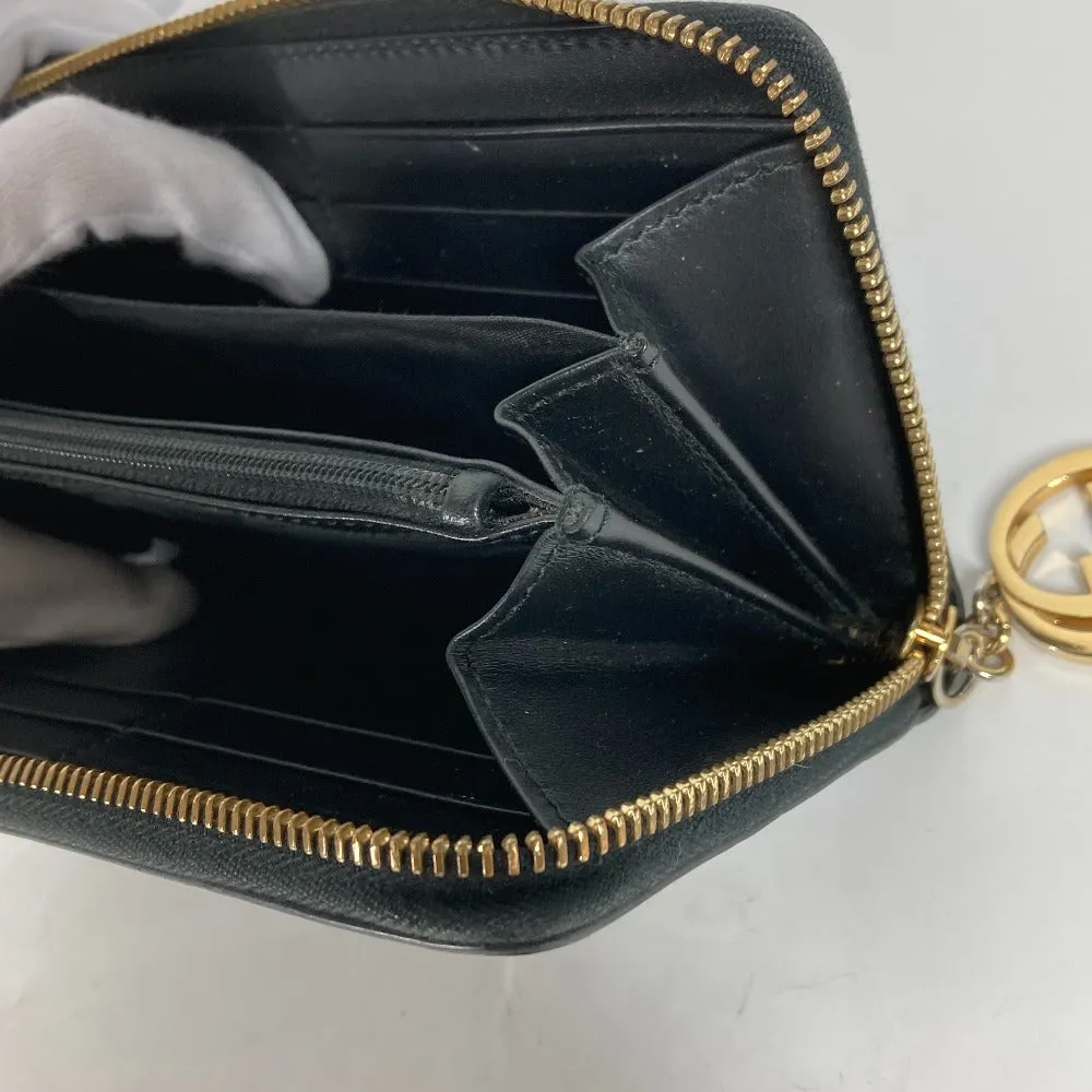 GUCCI Long Wallet Purse 409342 Sima leather black Guccisima GG Interlocking G mens Used
