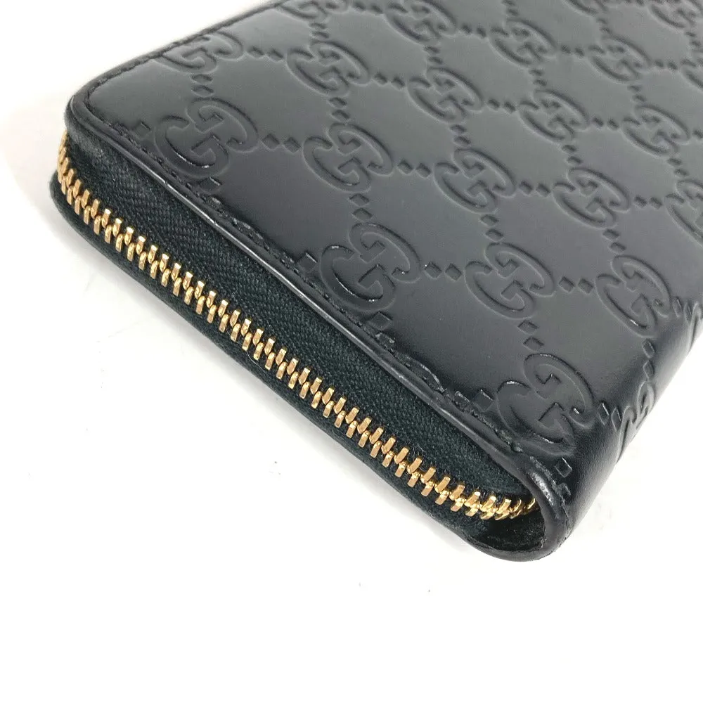 GUCCI Long Wallet Purse 409342 Sima leather black Guccisima GG Interlocking G mens Used