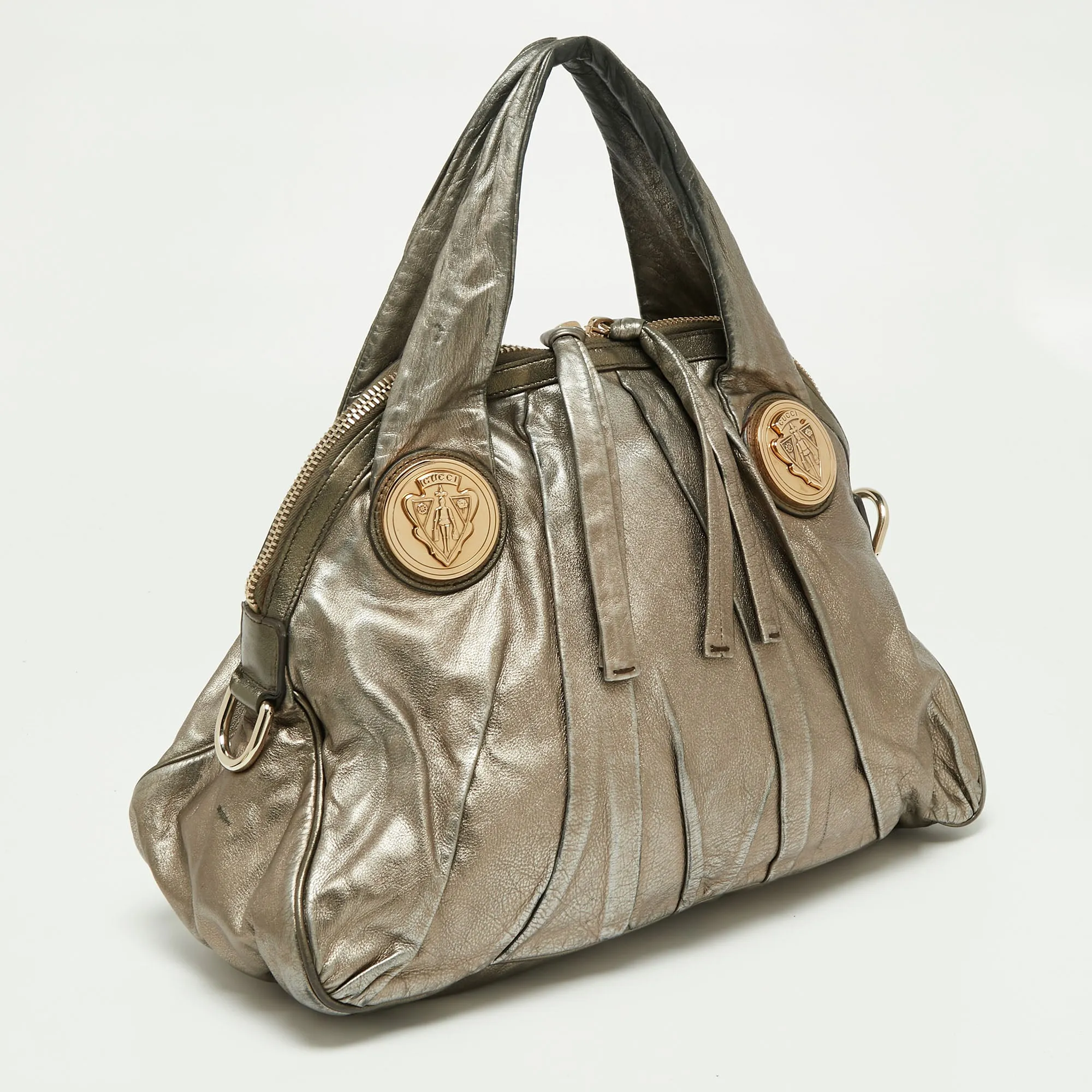 Gucci Metallic Gold Leather Hysteria Hobo