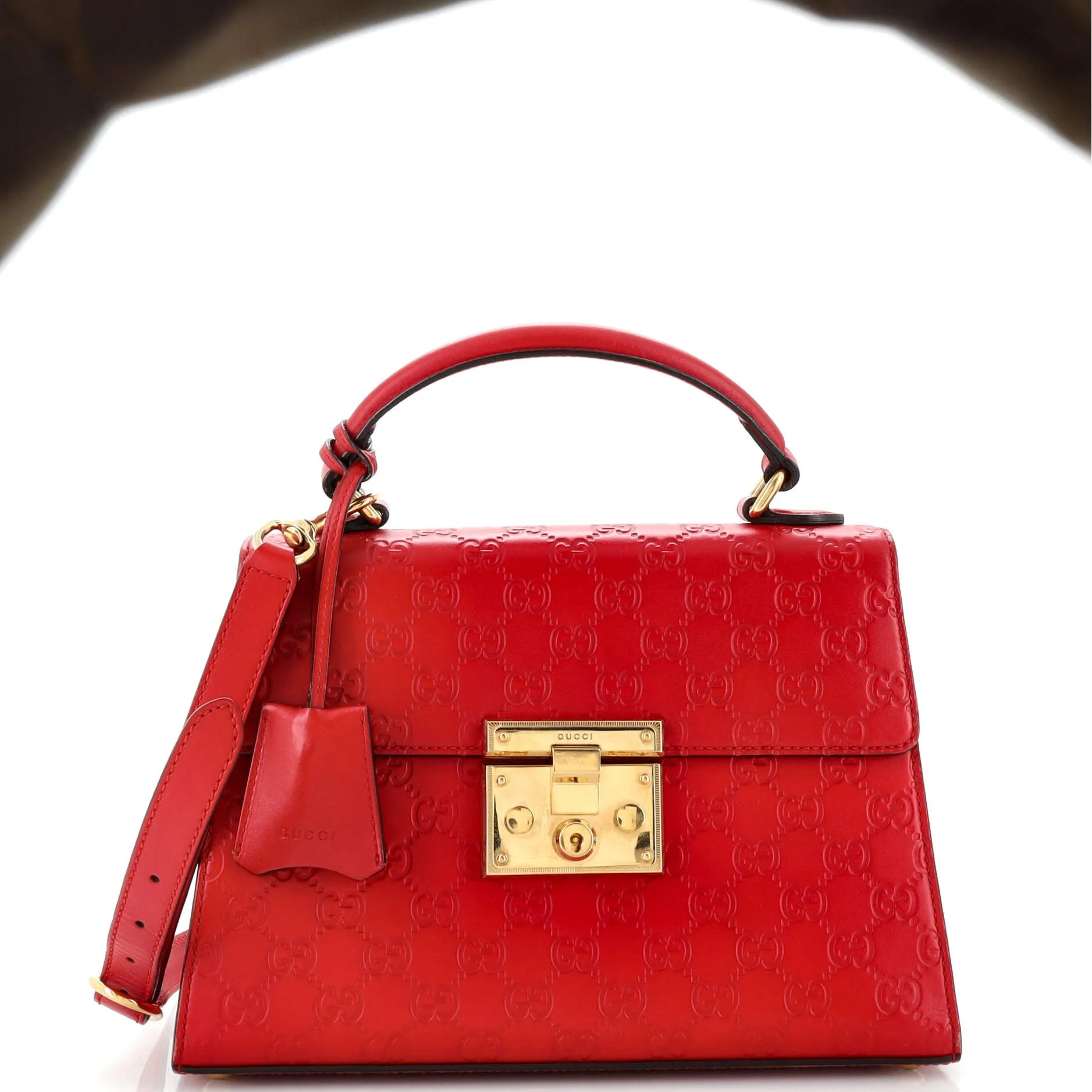 GUCCI Padlock Top Handle Bag Guccissima Leather Small