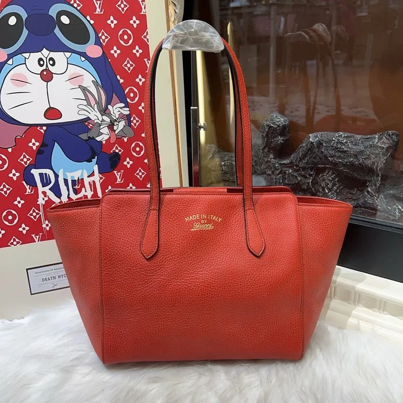 Gucci Red Pebbled Leather Tote Bag