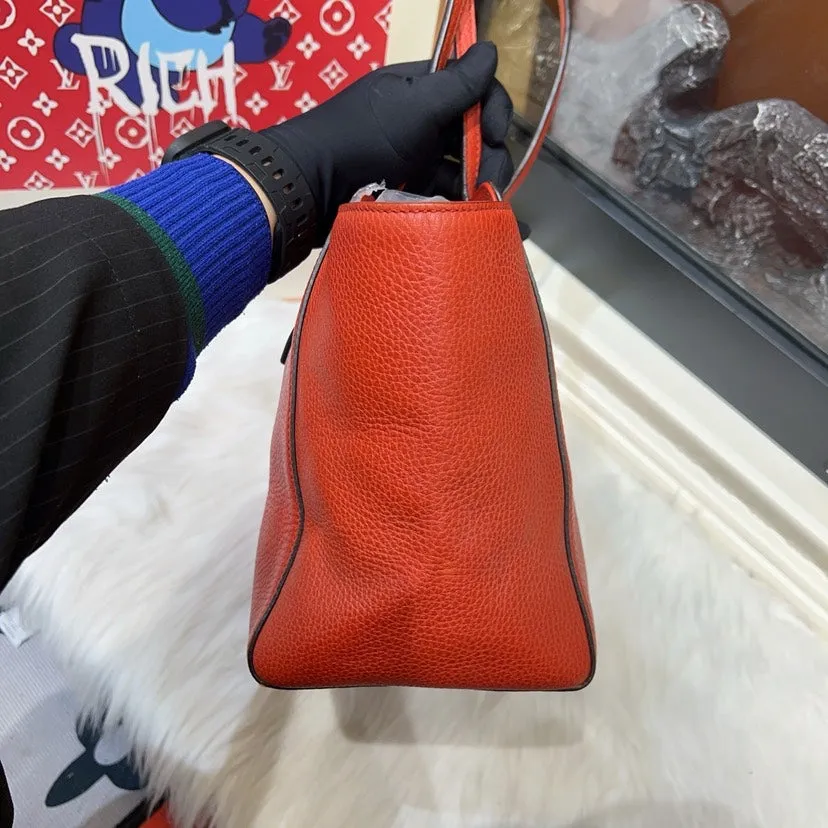 Gucci Red Pebbled Leather Tote Bag