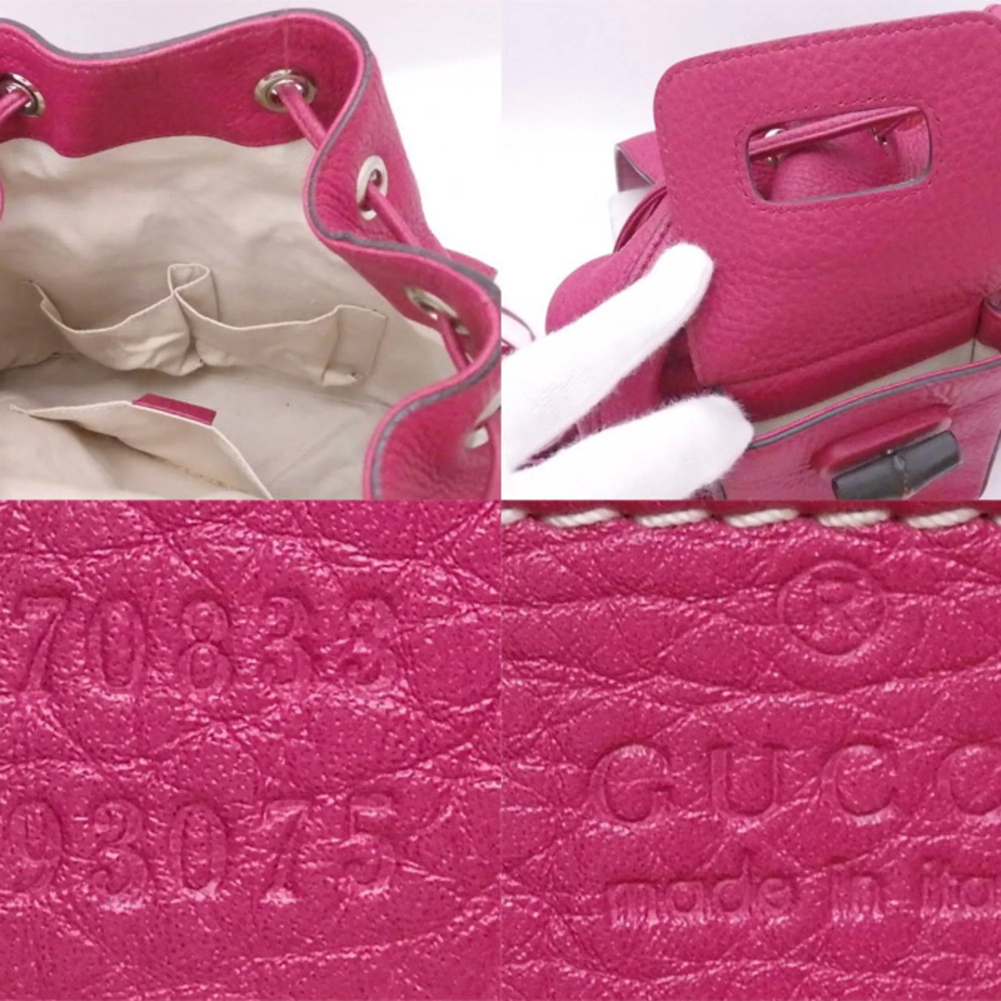 Gucci rucksack backpack bamboo tassel magenta leather ladies 370833