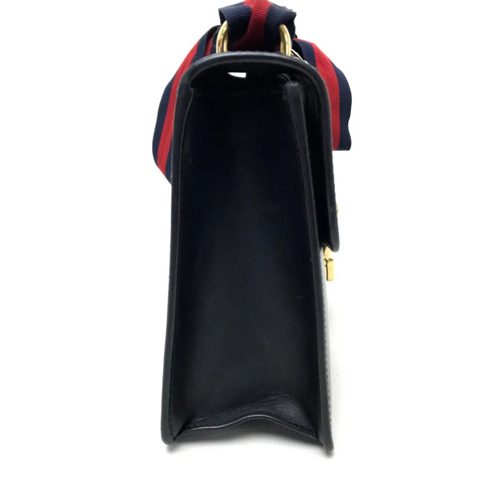 GUCCI Shoulder Bag 421882 leather black Sherry line Silvi Small Ribbon Women Secondhand