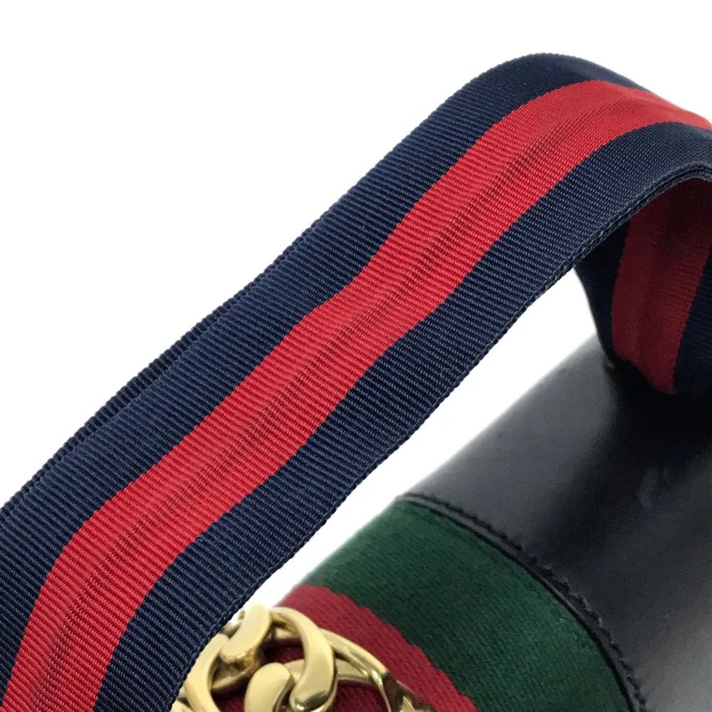 GUCCI Shoulder Bag 421882 leather black Sherry line Silvi Small Ribbon Women Secondhand