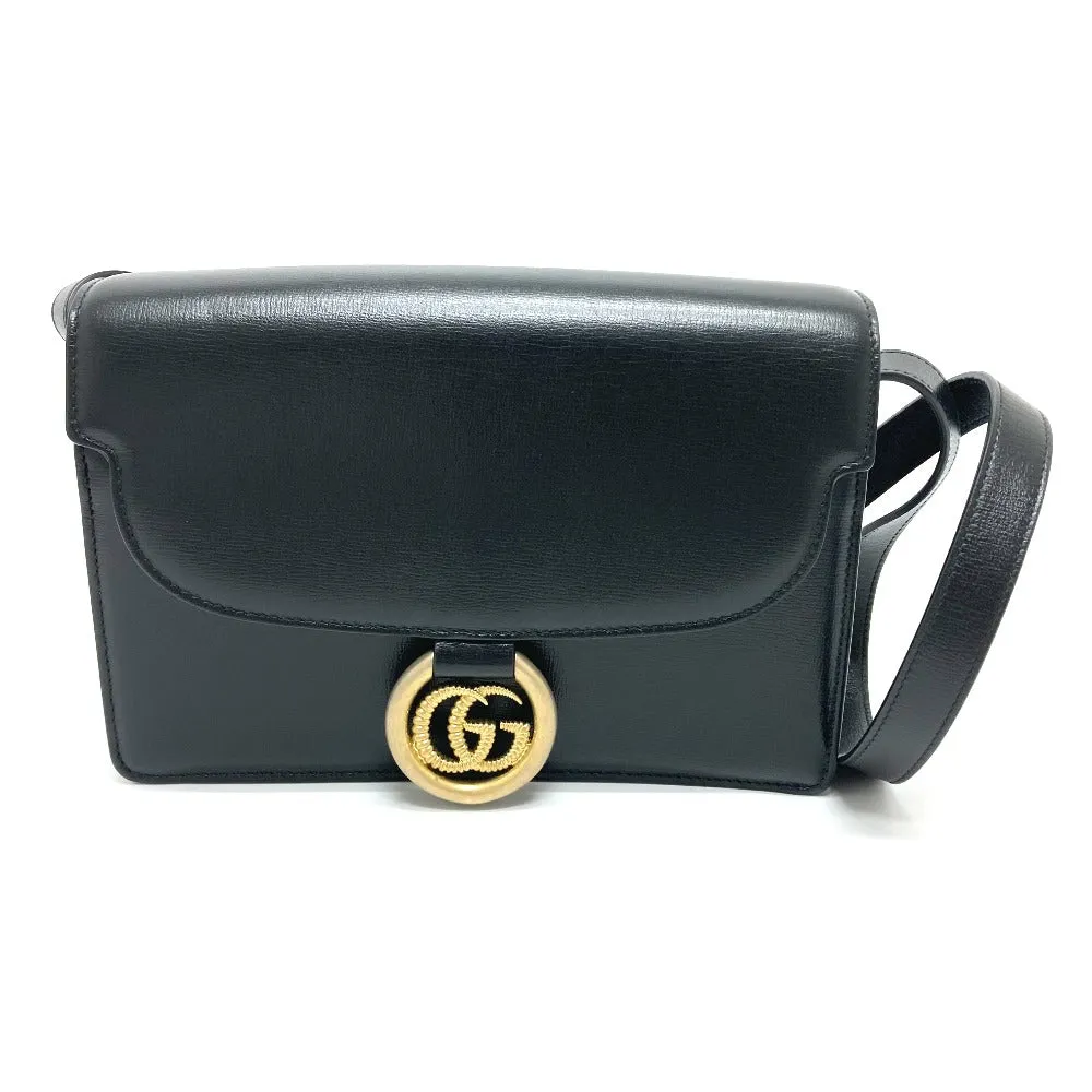 GUCCI Shoulder Bag 589474 Calf leather black GG Marmont flap Women Used