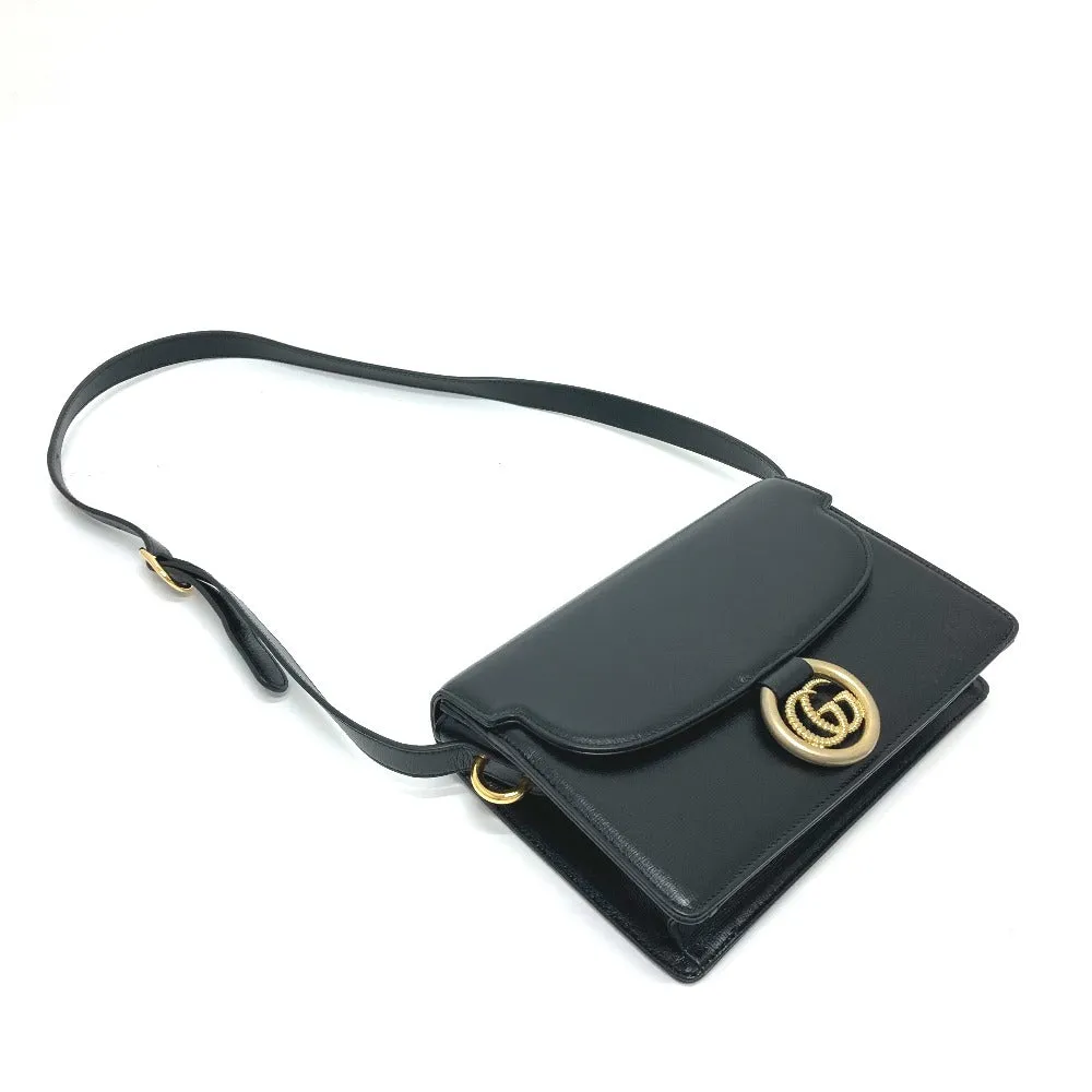 GUCCI Shoulder Bag 589474 Calf leather black GG Marmont flap Women Used
