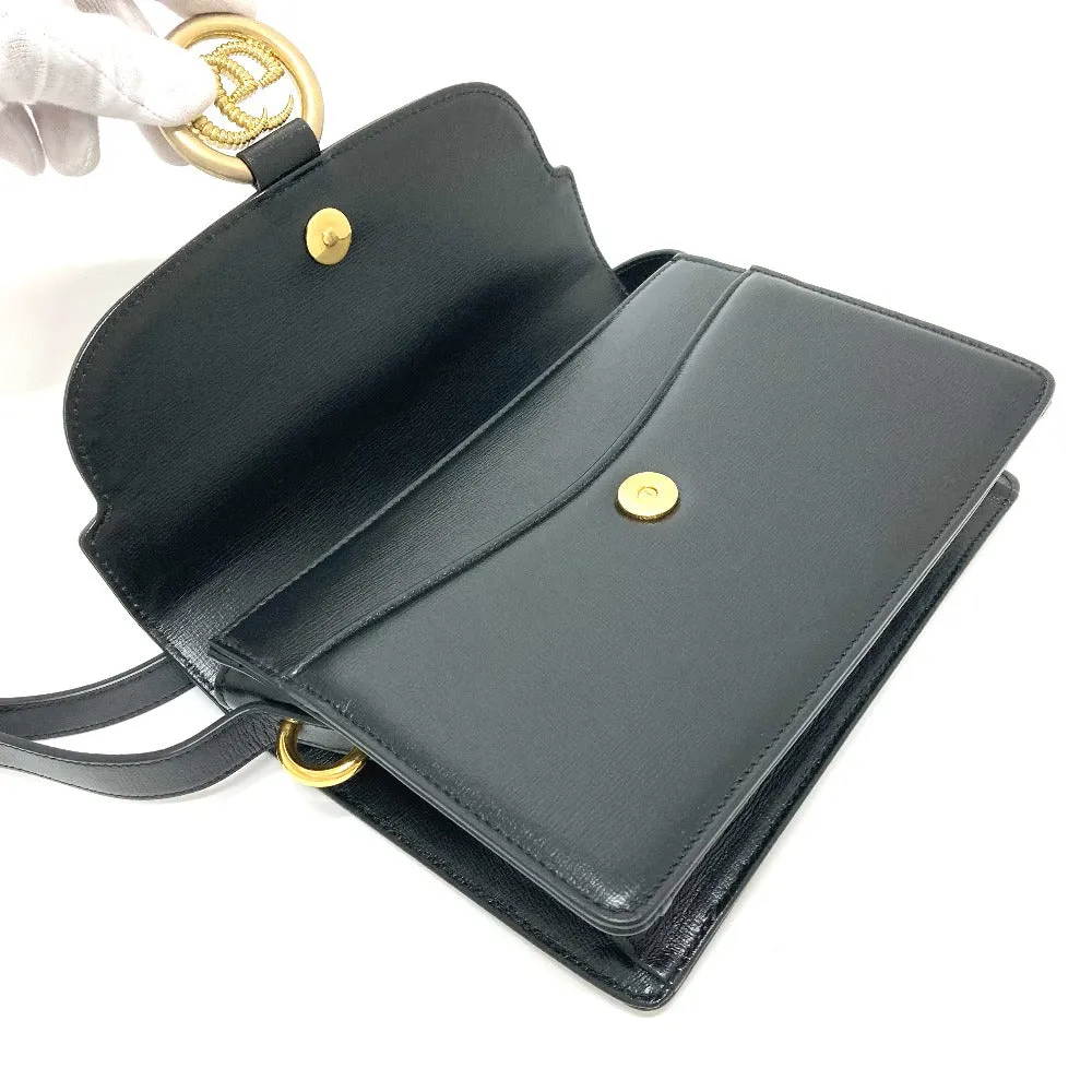 GUCCI Shoulder Bag 589474 Calf leather black GG Marmont flap Women Used