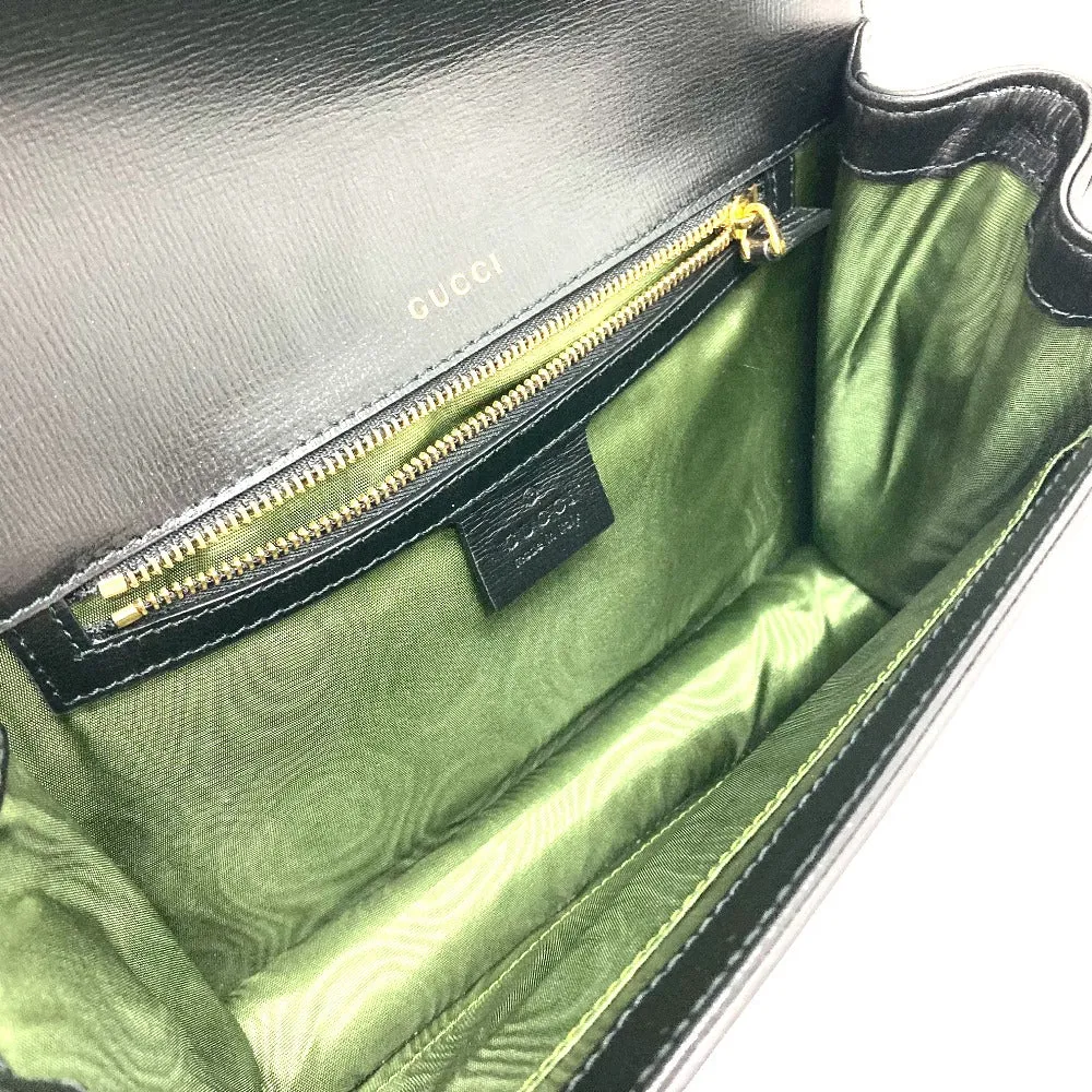 GUCCI Shoulder Bag 589474 Calf leather black GG Marmont flap Women Used