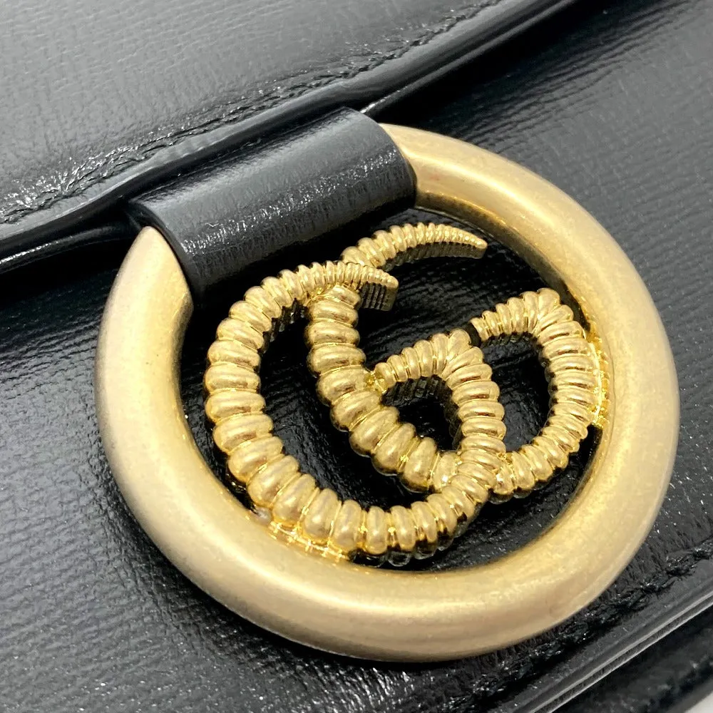 GUCCI Shoulder Bag 589474 Calf leather black GG Marmont flap Women Used