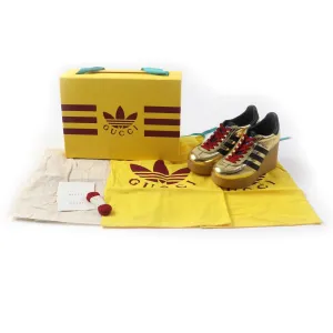 GUCCI sneakers 725628 Velvet, Patent leather, Outsole: Rubber gold Adidas collaboration Gazelle Women 36 Secondhand