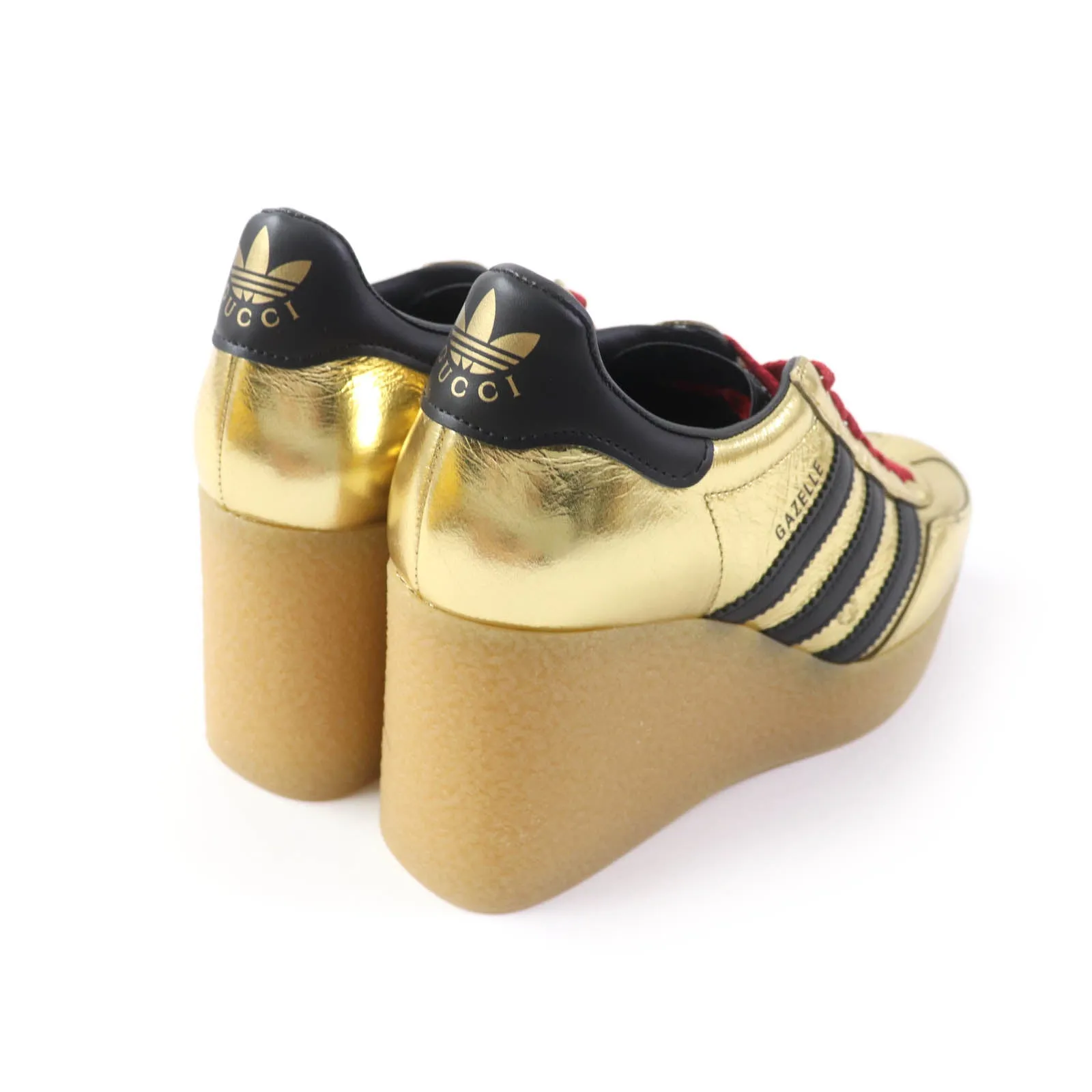 GUCCI sneakers 725628 Velvet, Patent leather, Outsole: Rubber gold Adidas collaboration Gazelle Women 36 Secondhand
