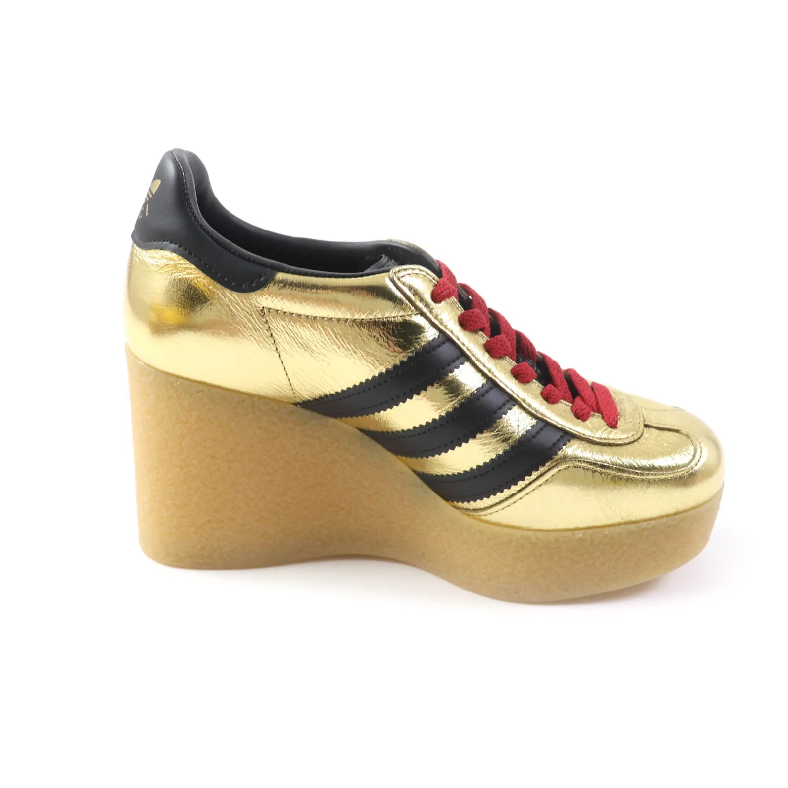 GUCCI sneakers 725628 Velvet, Patent leather, Outsole: Rubber gold Adidas collaboration Gazelle Women 36 Secondhand