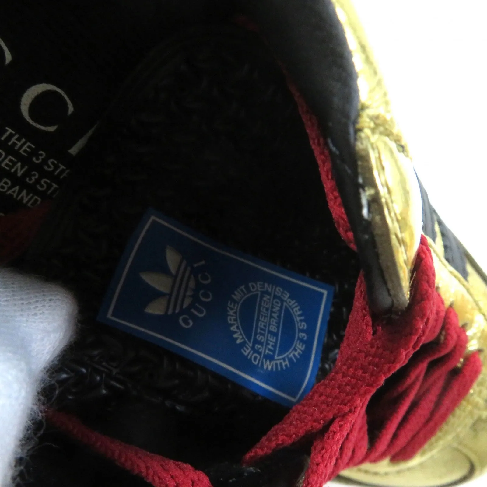 GUCCI sneakers 725628 Velvet, Patent leather, Outsole: Rubber gold Adidas collaboration Gazelle Women 36 Secondhand