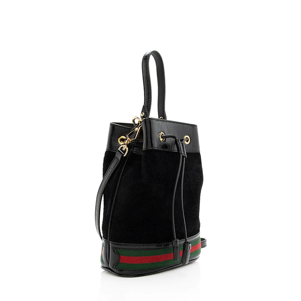 Gucci Suede Patent Leather Ophidia Bucket Bag (SHF-18984)