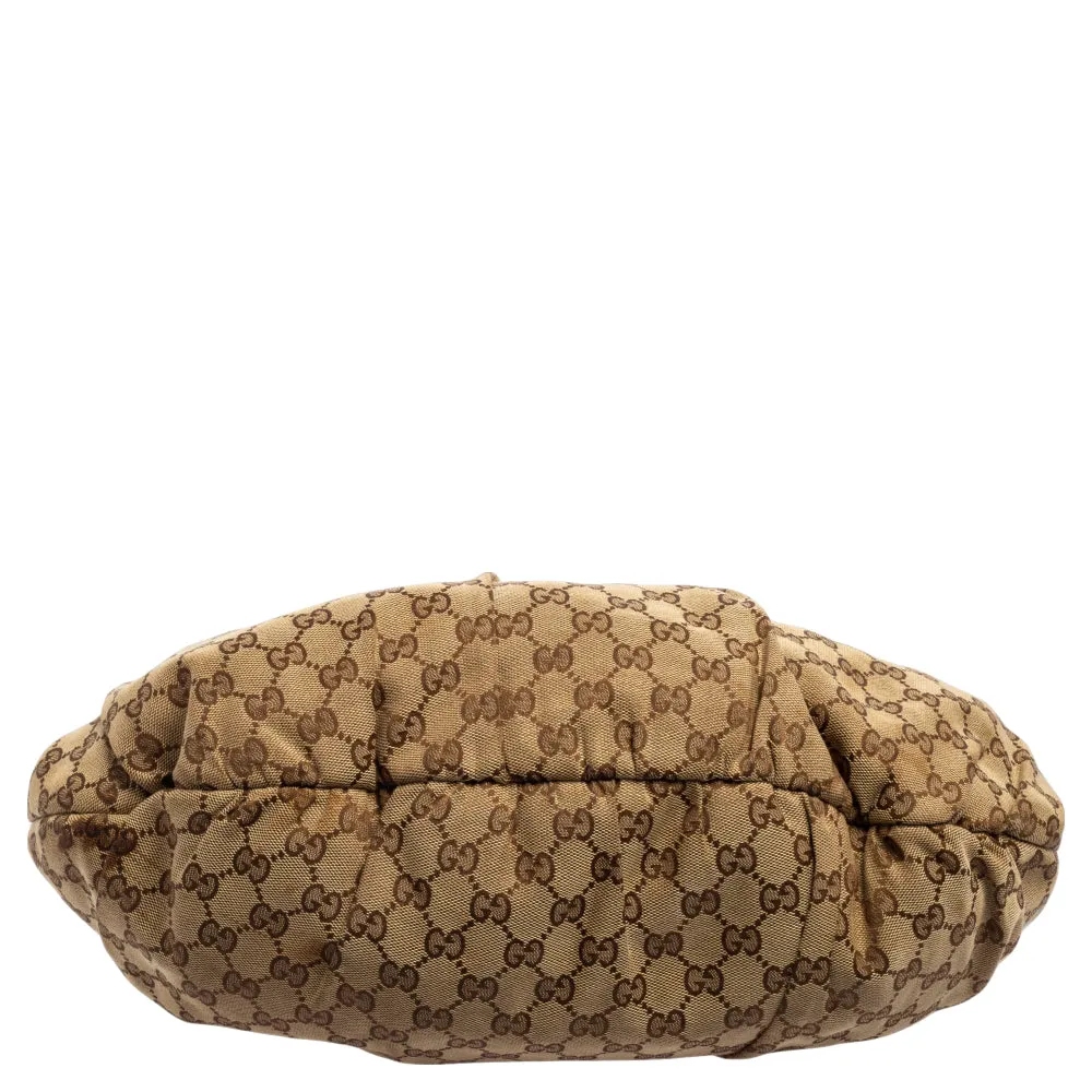 Gucci Tan/Beige GG Canvas and Leather Pelham Studded Hobo