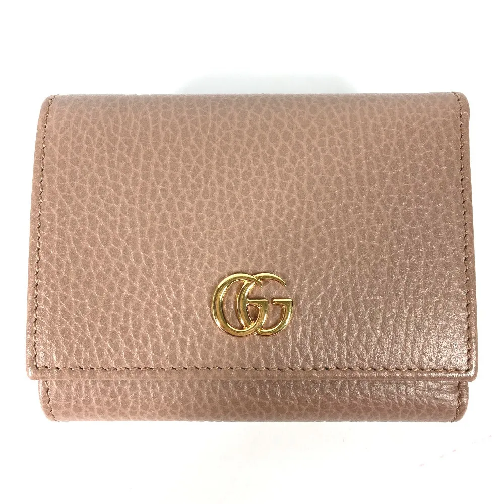 GUCCI Trifold wallet 474746 leather beige Compact wallet GG Marmont Women Used