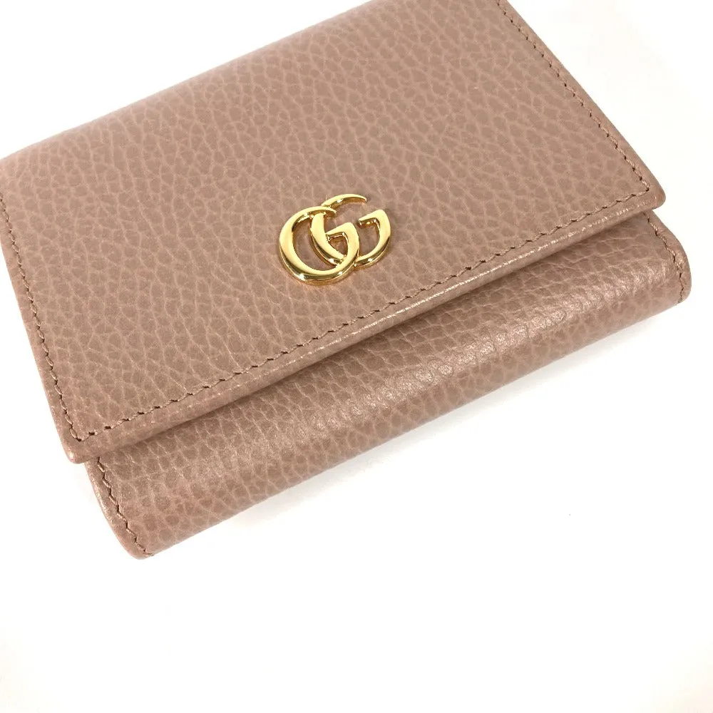 GUCCI Trifold wallet 474746 leather beige Compact wallet GG Marmont Women Used