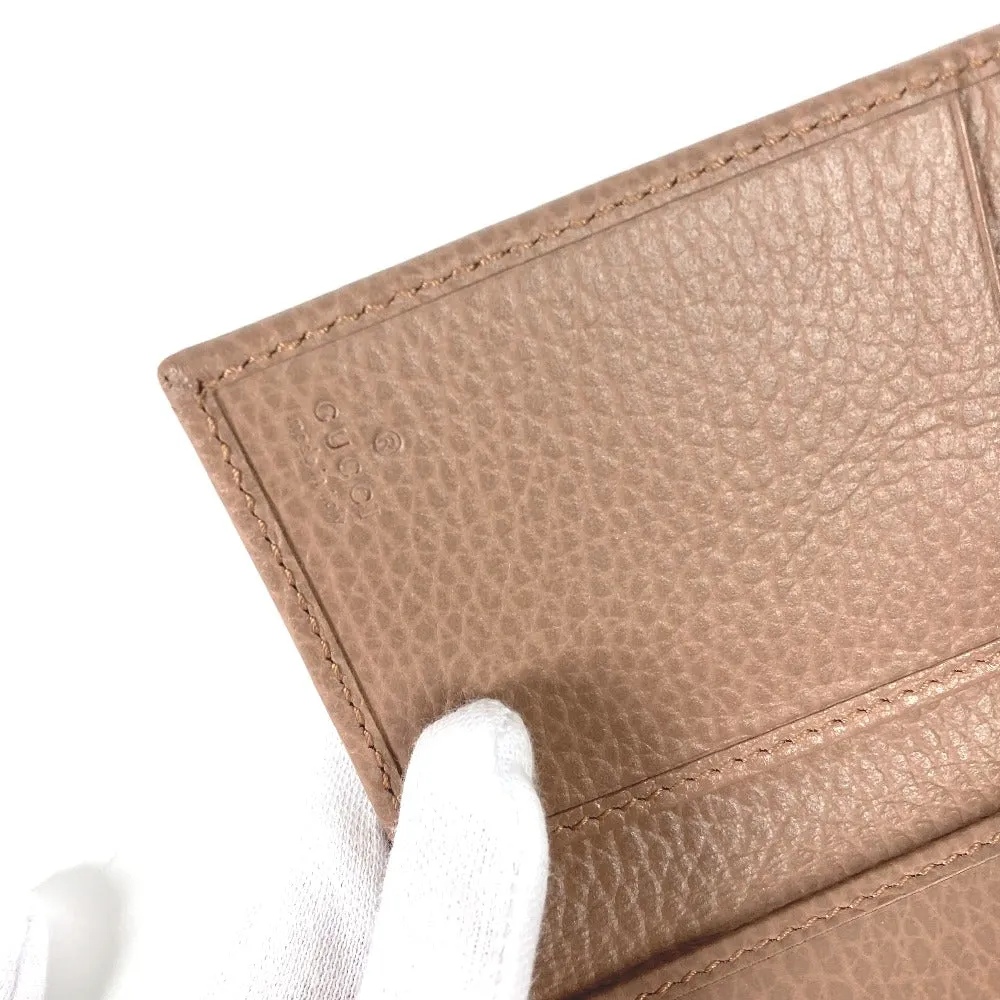 GUCCI Trifold wallet 474746 leather beige Compact wallet GG Marmont Women Used