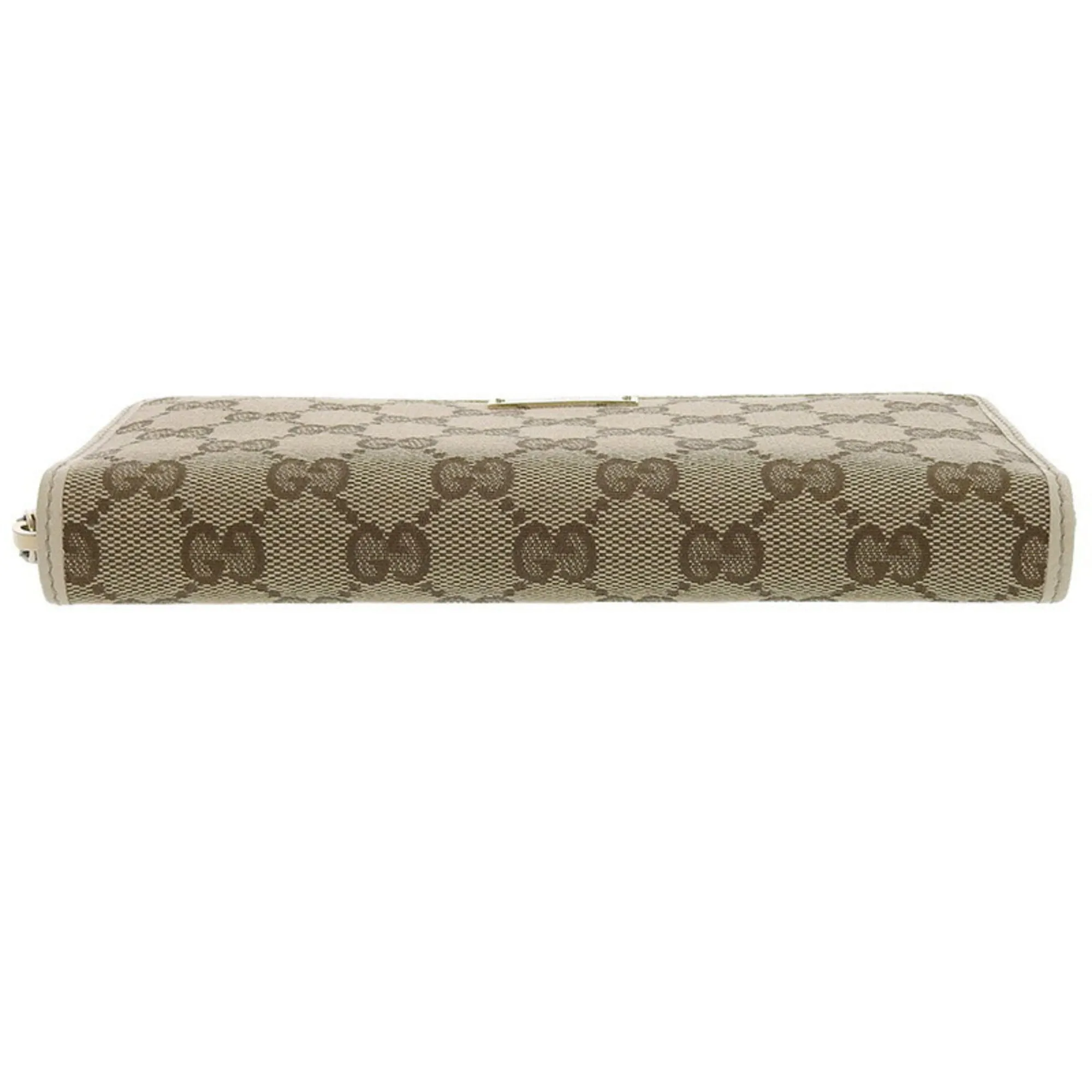 Gucci Wallet Women's Long GG Canvas 307980 Brown Ivory Round