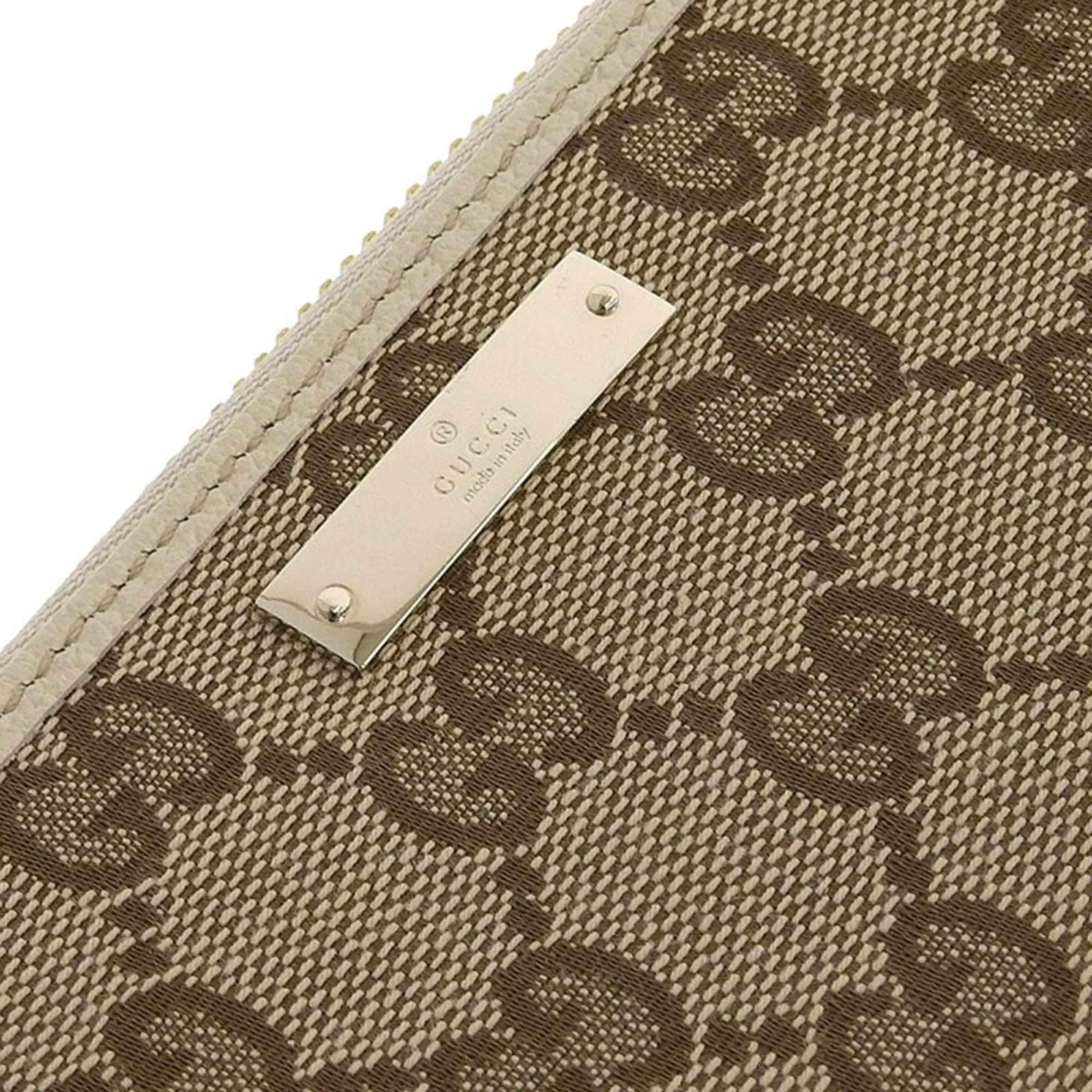Gucci Wallet Women's Long GG Canvas 307980 Brown Ivory Round