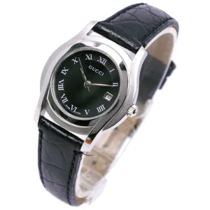 GUCCI Watches Quartz 5500L Stainless Steel , Leather Silver black dial Women Used