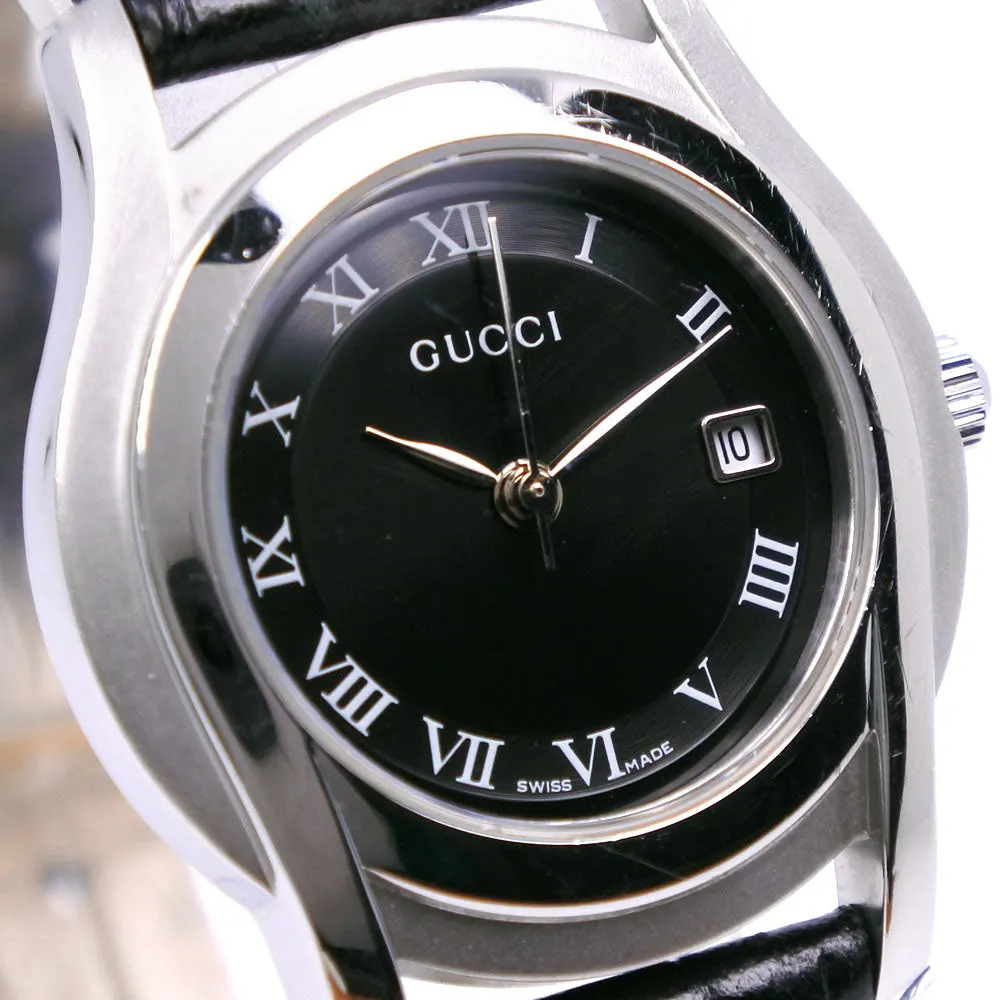 GUCCI Watches Quartz 5500L Stainless Steel , Leather Silver black dial Women Used
