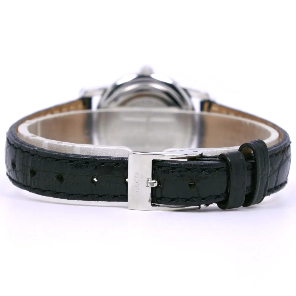 GUCCI Watches Quartz 5500L Stainless Steel , Leather Silver black dial Women Used