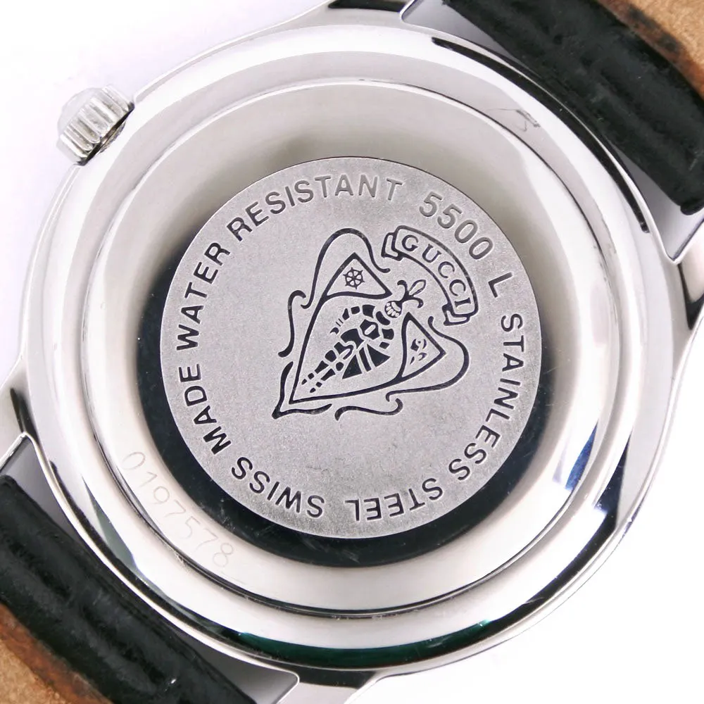 GUCCI Watches Quartz 5500L Stainless Steel , Leather Silver black dial Women Used