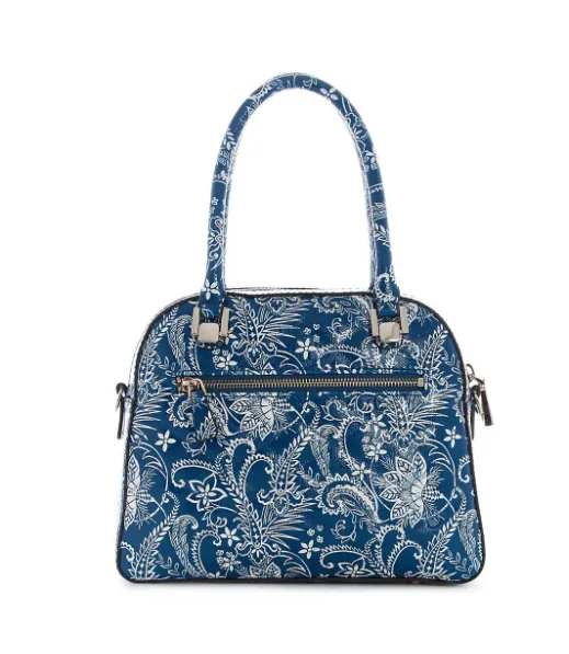 GUESS Astrid Small Quilted Faux Fur Charm Dome Satchel