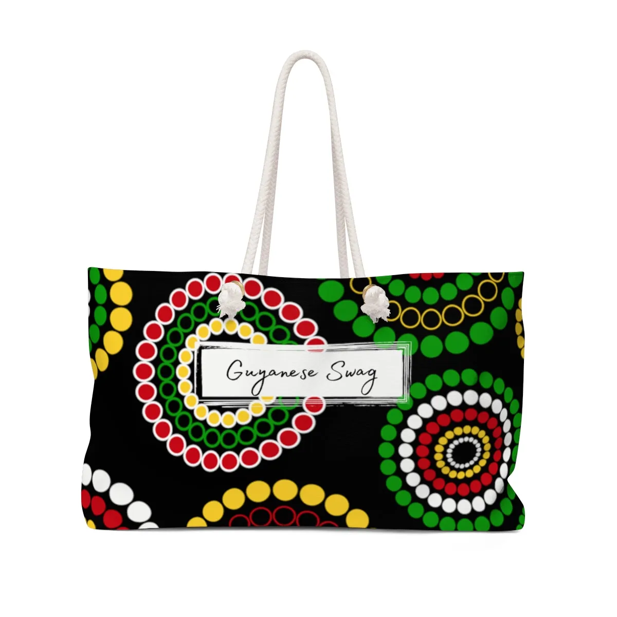 Guyanese Swag Floral Ice Gold Green Weekender Bag