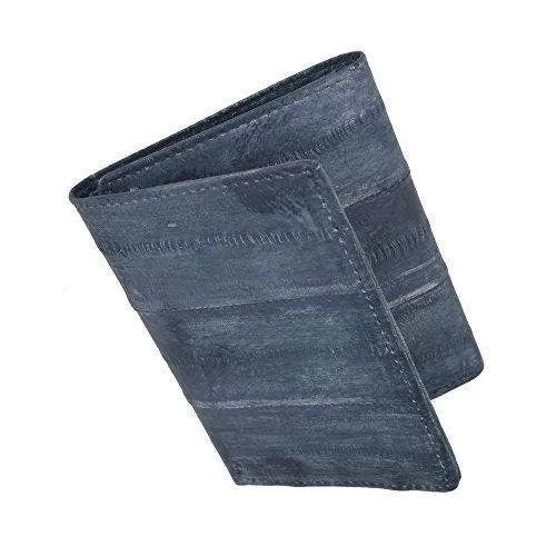 Handcrafted Genuine Eel Skin Leather Trifold Wallet Credit Card ID Holder