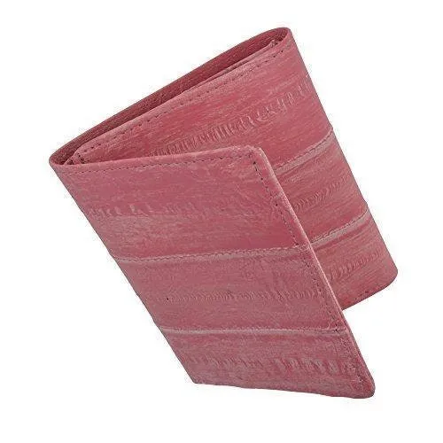 Handcrafted Genuine Eel Skin Leather Trifold Wallet Credit Card ID Holder