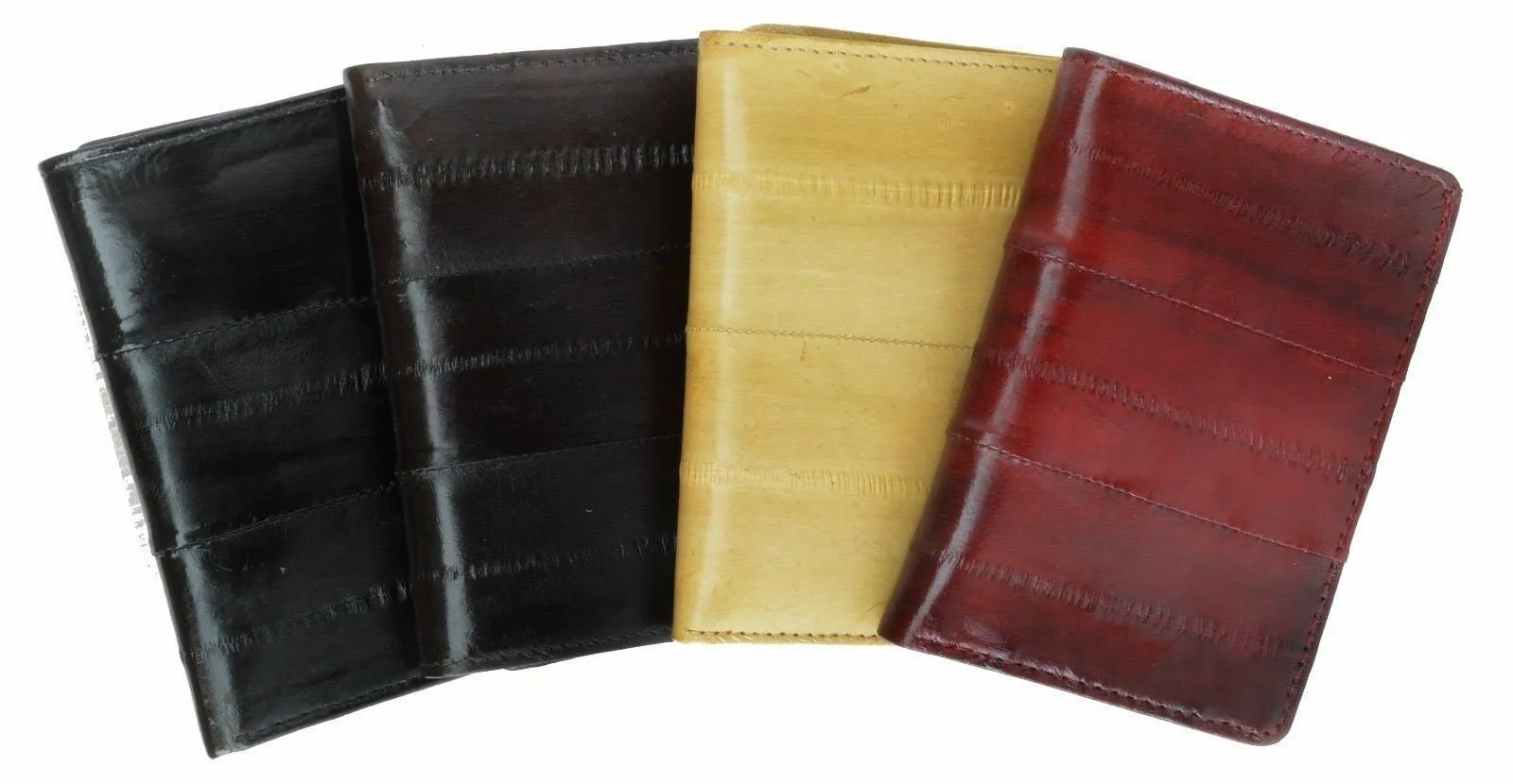 Handcrafted Genuine Eel Skin Leather Trifold Wallet Credit Card ID Holder