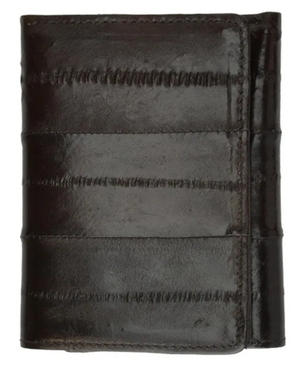 Handcrafted Genuine Eel Skin Leather Trifold Wallet Credit Card ID Holder