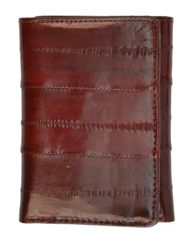 Handcrafted Genuine Eel Skin Leather Trifold Wallet Credit Card ID Holder