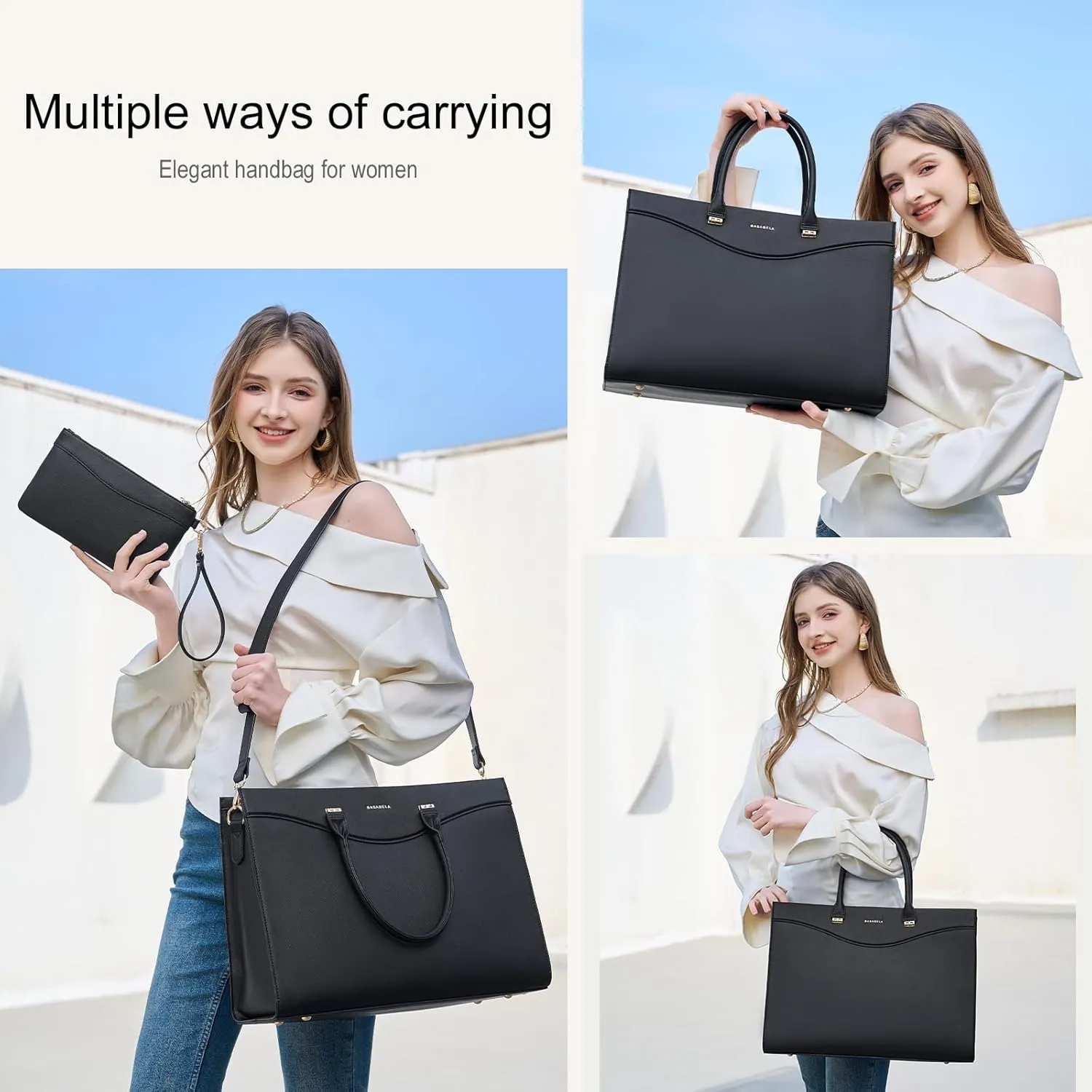 Handmade Luxury Vegan Leather Handbags for Women, Large 16 inch Laptop Handle Satchel Waterproof Bags for Ladies