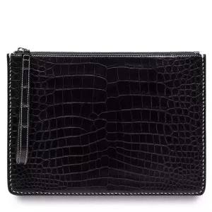 Handmade Stitching Genuine Crocodile Leather Men's Clutch  Bag Handbag  Envelope Men's Clips Large Capacity Clutches