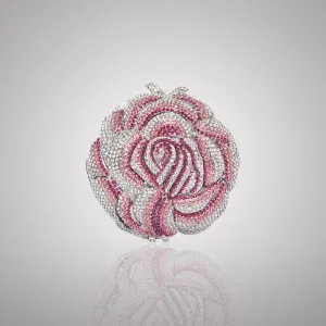 harming Pink and Silver Rose Swarovski Crystal Clutch | 0C920-PT