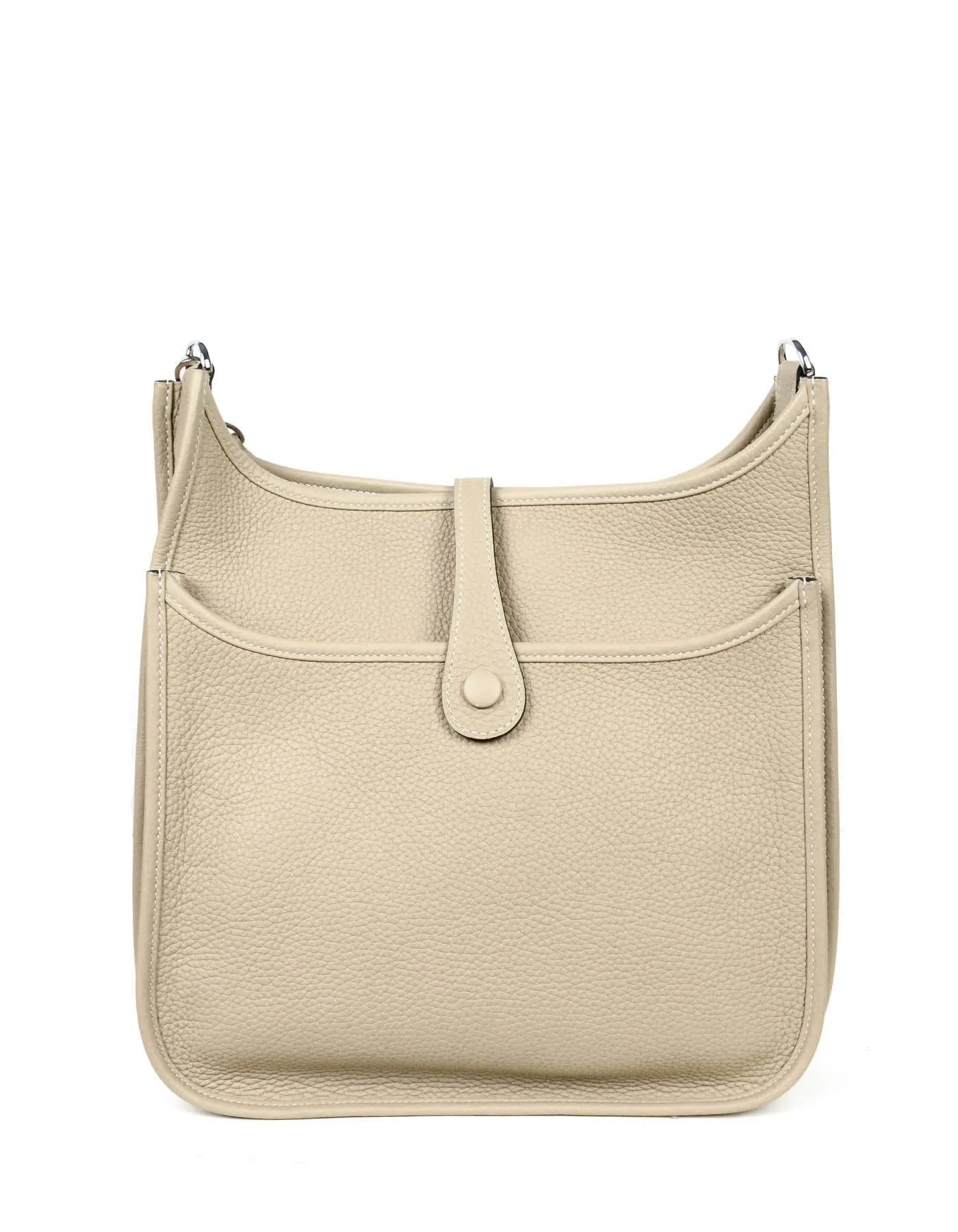 Hermes 2021 Trench/Palladium Taurillon Clemence Leather Evelyne III 29cm PM Bag